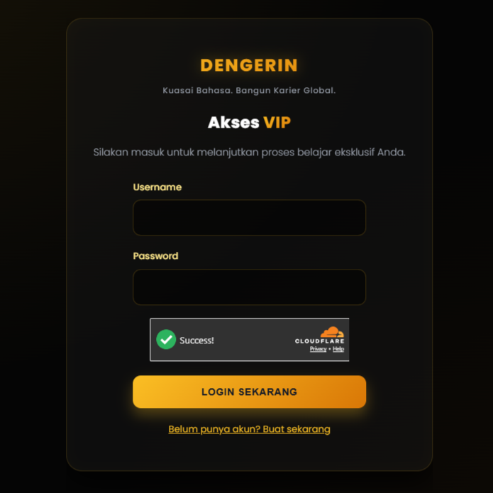 Tampilan Portal Login VIP